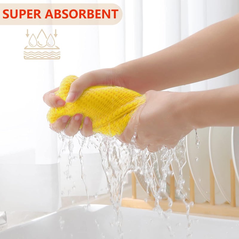 Homaxy 100% Cotton Waffle Weave Kitchen Dish Cloths, Ultra Soft Absorbent Quick Drying Dish Towels, 12 x 12 Inches, 8-Pack, Yellow - Image 3