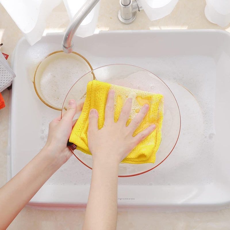 Homaxy 100% Cotton Waffle Weave Kitchen Dish Cloths, Ultra Soft Absorbent Quick Drying Dish Towels, 12 x 12 Inches, 8-Pack, Yellow - Image 4