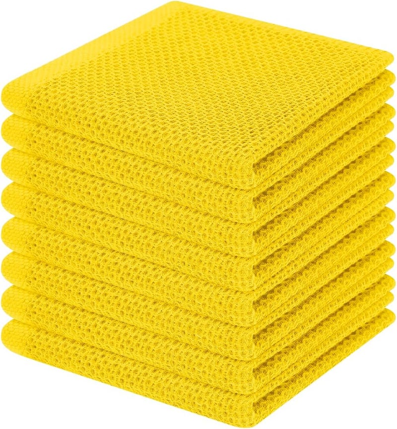 Homaxy 100% Cotton Waffle Weave Kitchen Dish Cloths, Ultra Soft Absorbent Quick Drying Dish Towels, 12 x 12 Inches, 8-Pack, Yellow - Image 1