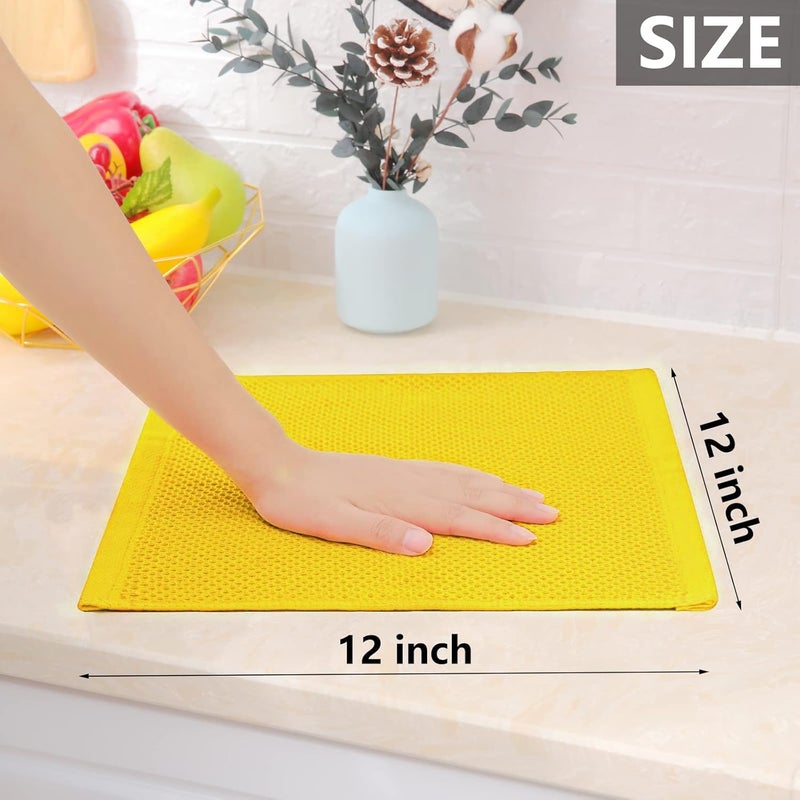Homaxy 100% Cotton Waffle Weave Kitchen Dish Cloths, Ultra Soft Absorbent Quick Drying Dish Towels, 12 x 12 Inches, 8-Pack, Yellow - Image 5