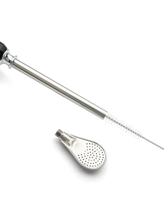 CUOPRU Yerba Mate Bombillas Set - Included Mate Gourd Stainless Steel Straws with Straw Case, Removable Head Filter, Colorful Bead, Cleaning Brush (Blue and White) - Image 3