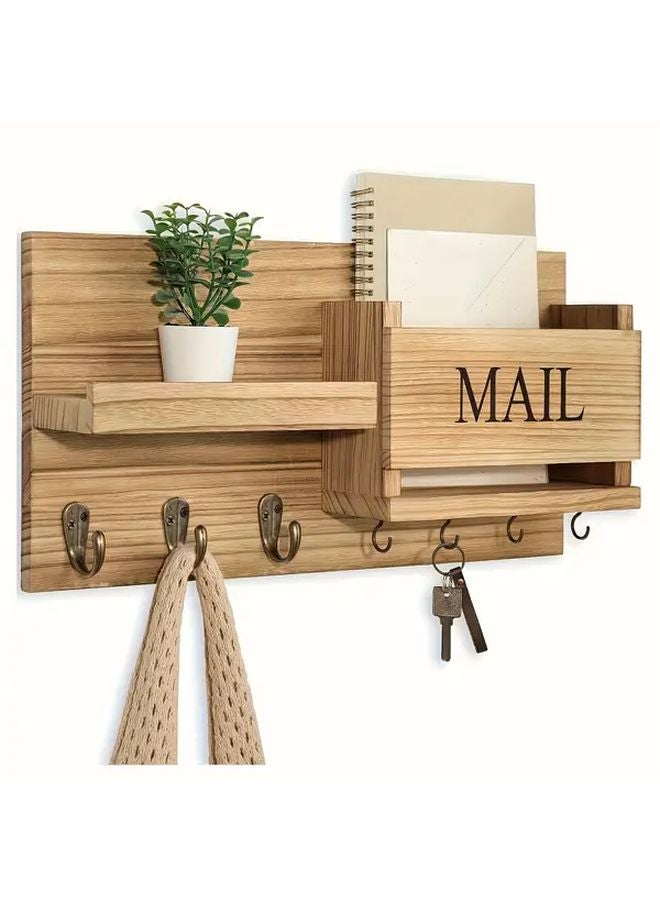 حامل مفاتيح خشبي مثبت على الحائط منظف معلق متعدد الوظائف للمدخل وغرفة النوم - Image 1