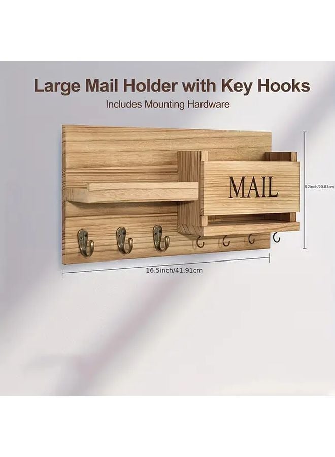 حامل مفاتيح خشبي مثبت على الحائط منظف معلق متعدد الوظائف للمدخل وغرفة النوم - Image 4