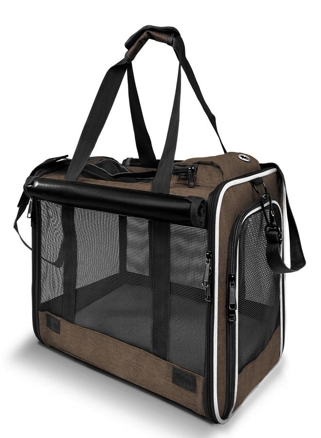 GAPZER Pet Carrier for Large Cat Soft-Sided Animal Traveling Bag for Medium Cat up to 20lbs / Washable Small Dog Puppy 10 lbs Crate Case with Privacy Curtains for Home Outdoor Travel Mocha Brown - Image 1