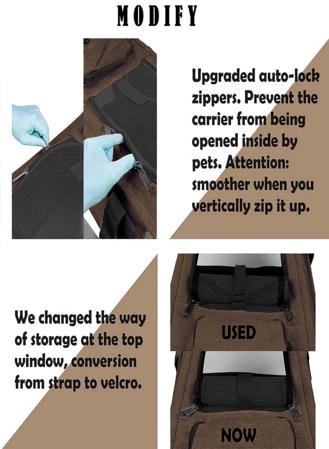 GAPZER Pet Carrier for Large Cat Soft-Sided Animal Traveling Bag for Medium Cat up to 20lbs / Washable Small Dog Puppy 10 lbs Crate Case with Privacy Curtains for Home Outdoor Travel Mocha Brown - Image 4