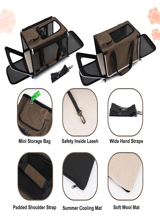 GAPZER Pet Carrier for Large Cat Soft-Sided Animal Traveling Bag for Medium Cat up to 20lbs / Washable Small Dog Puppy 10 lbs Crate Case with Privacy Curtains for Home Outdoor Travel Mocha Brown - Image 3