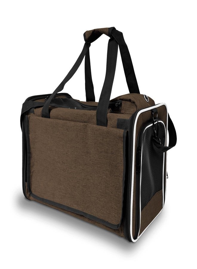 GAPZER Pet Carrier for Large Cat Soft-Sided Animal Traveling Bag for Medium Cat up to 20lbs / Washable Small Dog Puppy 10 lbs Crate Case with Privacy Curtains for Home Outdoor Travel Mocha Brown - Image 2