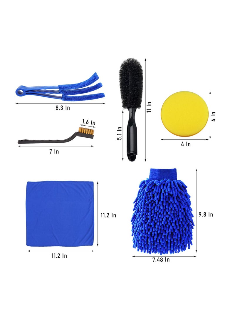 Generic 15 PCS Car Detailing Brush Set Car Cleaning Kit for Wheels Engine Console Dashboard Air Vent Leather Detail Brushes Wheel Brush Wash Mitt Vent Brush Wax Applicator Pads Towels Wire Brushs - Image 4