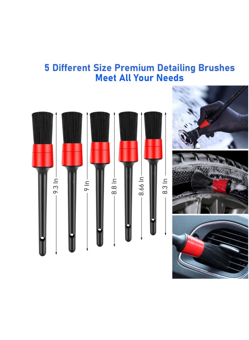 Generic 15 PCS Car Detailing Brush Set Car Cleaning Kit for Wheels Engine Console Dashboard Air Vent Leather Detail Brushes Wheel Brush Wash Mitt Vent Brush Wax Applicator Pads Towels Wire Brushs - Image 3
