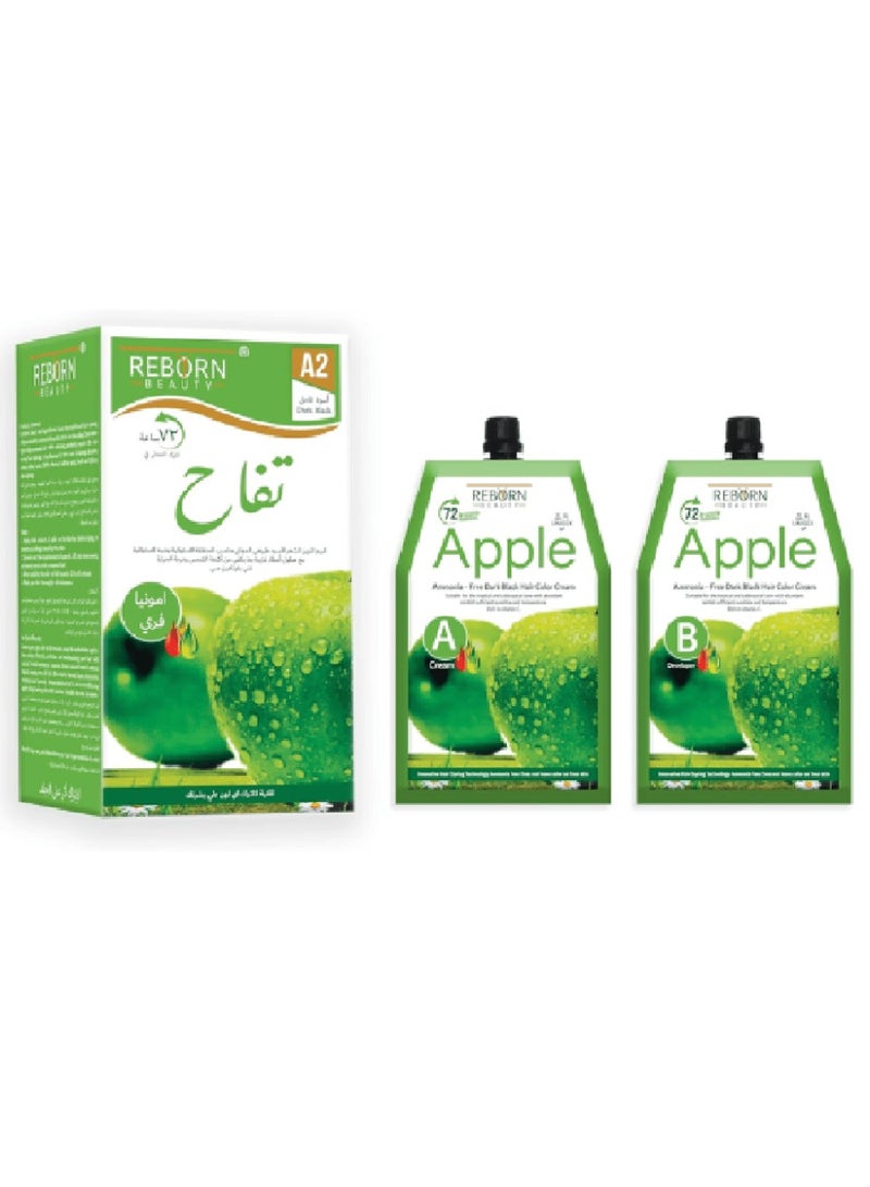 Ammonia-free hair dye cream, dark black, 500ml + 500ml