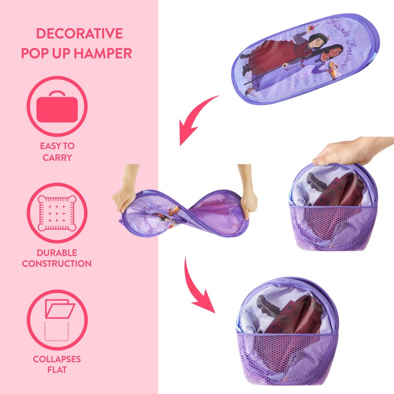 Idea Nuova Disney Wish Pop Up Hamper with Durable Carry Handles, 21'' H x 13.5'' W X 13.5'' L - Image 3