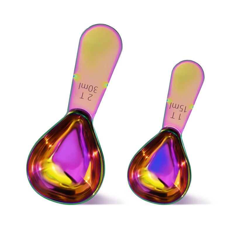 2 Pieces Stainless Steel Coffee Scoops Set1 Tbsp2 TbspDurable Coffee Spoons with Ergonomic Handle Measuring Tablespoon for Canisters Tea Sugar Ground Coffee Whole Bean Milk Powder Flour Colourful