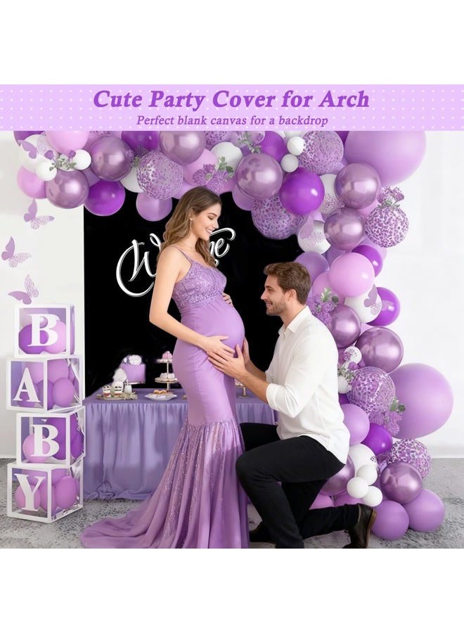 Dexpinzo 7.2FT Wedding Arch Cover, Black Spandex Arch Cover Stretchy Backdrop Stand Cover with Balloon Tying Tools for Wedding Ceremony Baby Shower Birthday Party Photo Background Arch Decorations - Image 4