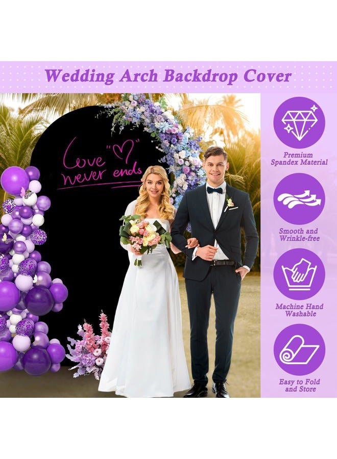 Dexpinzo 7.2FT Wedding Arch Cover, Black Spandex Arch Cover Stretchy Backdrop Stand Cover with Balloon Tying Tools for Wedding Ceremony Baby Shower Birthday Party Photo Background Arch Decorations - Image 3