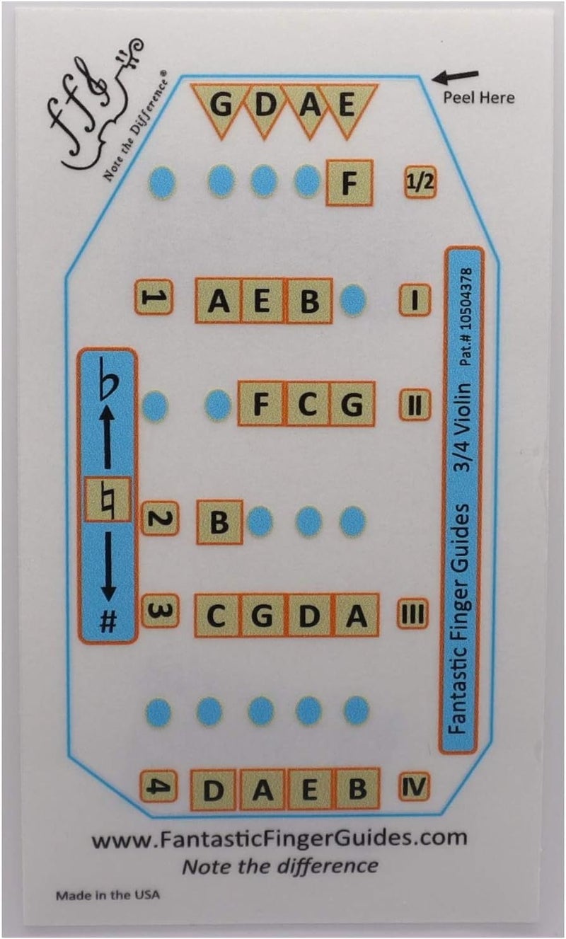 FFG NOTE THE DIFFERENCE Fantastic Finger Guide for Violins Kids/Adult Beginner | Stringed Musical Instruments | Fingerboard and Fretboard Stickers for Learning All Notes | Play or Fiddle (3/4) - Image 3