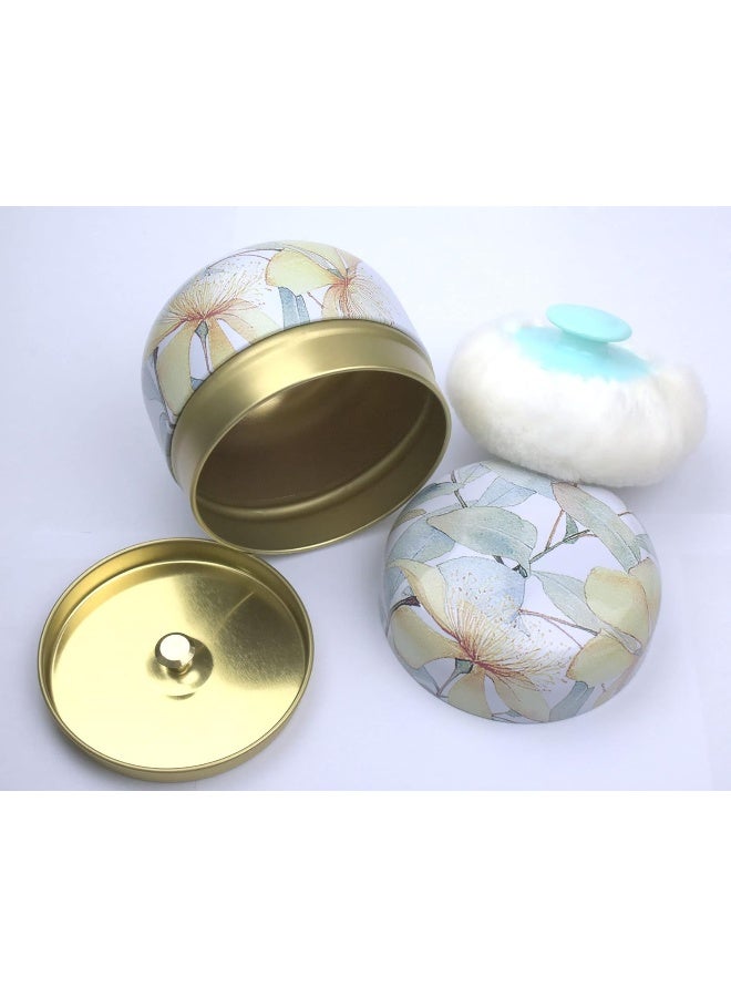 Topwon Powder Case with Powder Puff for Body Powder Container Dusting Powder Case for Baby&Mom (Gloden Flower) - Image 2