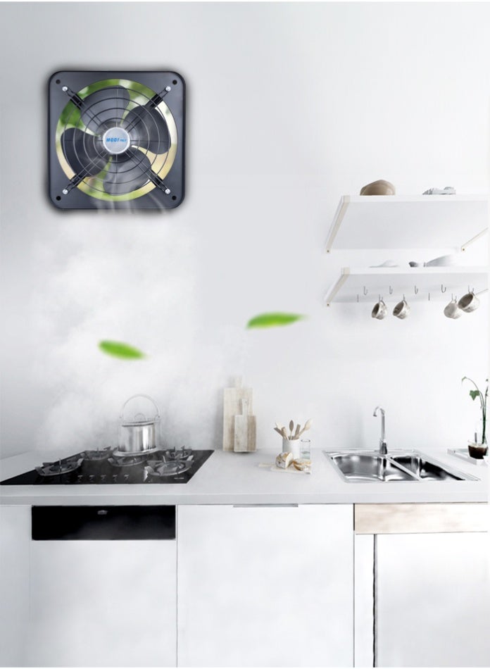MODI 8-Inch Metal Net Exhaust Fan Powerful Ventilation for Kitchen, Bathroom & Home Low Noise Energy-Efficient Wall-Mounted Design - Image 3