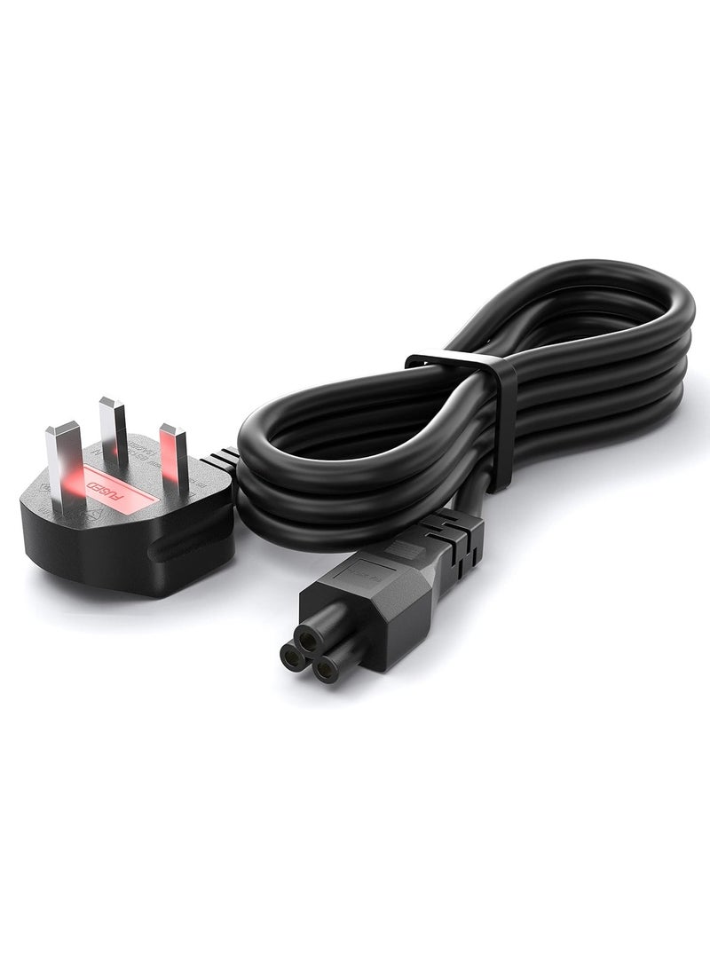 3 Pin Mains lead Power UK Plug Mickey Mouse C5 Cloverleaf Cord Mains Cable Lead for Laptop AC-Adapter Charger Acer Dell HP Compaq Toshiba Vaio Delta Asus Lenovo Electric Equipment 1.2m (3.9ft) - Image 1