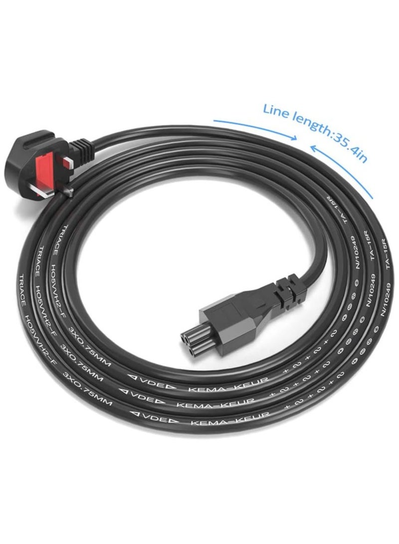 3 Pin Mains lead Power UK Plug Mickey Mouse C5 Cloverleaf Cord Mains Cable Lead for Laptop AC-Adapter Charger Acer Dell HP Compaq Toshiba Vaio Delta Asus Lenovo Electric Equipment 1.2m (3.9ft) - Image 2