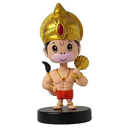 Buko Lord Hanuman Ji Bobblehead - Ideal For Car Dashboard, Home & Office Decor, Gifting Kids; Includes Little Gada Figurine For Good Luck, Fantasy, 4.5 Cm, 4.5 Cm - Image 1