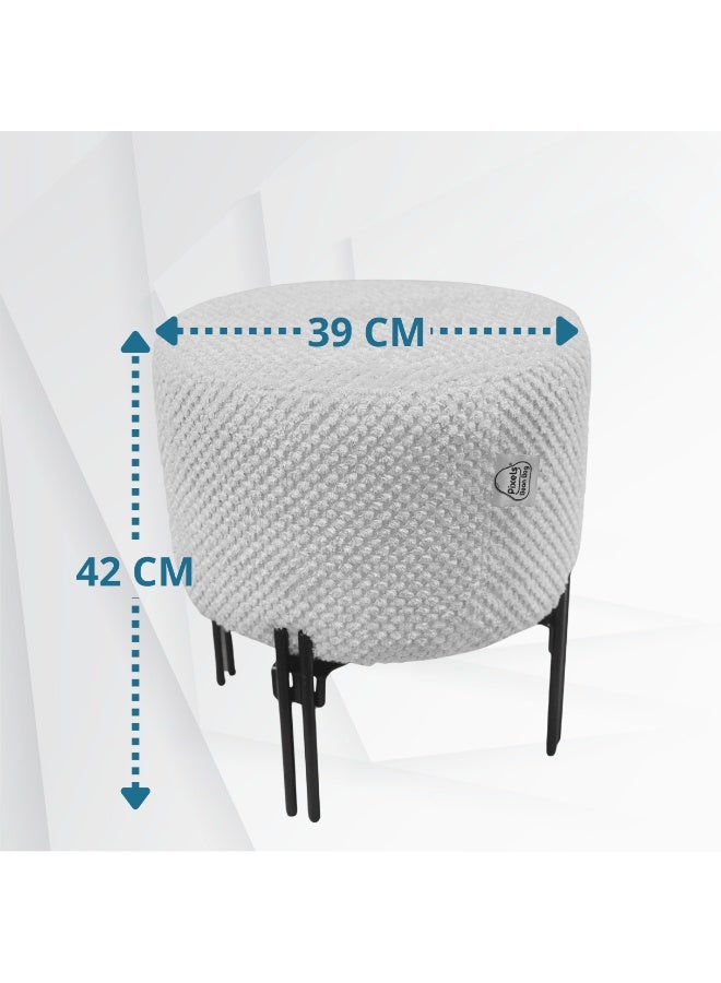 PixelsBeanBag Round Ottoman Linen Fabric by PixelsBeanBag with Metal Legs, for Living Room and Bedroom. - Image 4