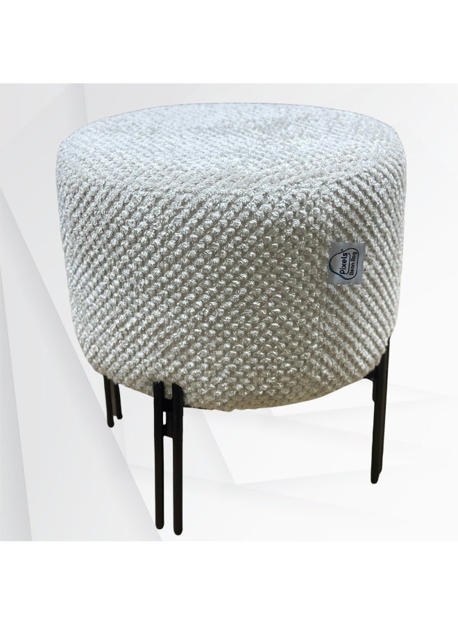 PixelsBeanBag Round Ottoman Linen Fabric by PixelsBeanBag with Metal Legs, for Living Room and Bedroom. - Image 2