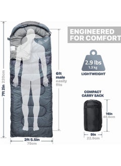 Gerenic Sleeping Bags for Adults Cold Weather & Warm - Backpacking Camping Sleeping Bag for Kids 10-12, Girls, Boys - Lightweight Compact Camping Gear Must Haves Hiking Essentials Sleep Accessories  - Image 2