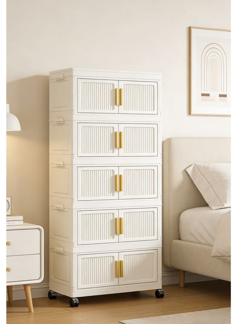 The 5-layer storage cabinet is foldable and does not require installation, suitable for storing clothes, toys, office supplies, etc. （60*25*125cm） - Image 1