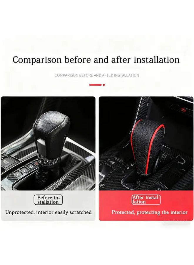 Faux Leather Gear Shift Knob And Lever Ergonomic Non Slip Grip Black And Red Colors - Image 5