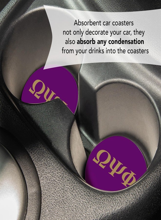 Desert Cactus Omega Psi Phi Car Accessories Absorbent Sandstone Cup Coasters Licensed Product Set of 2 (Design B) - Image 5