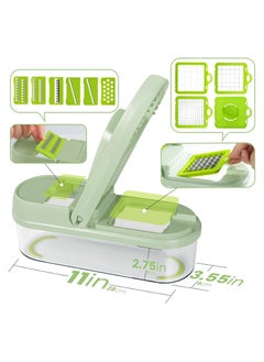 ALASAMCO Vegetable Chopper, Multifunctional Vegetable Salad Chopper, Mandoline Vegetable Slicer with 9 Blades for Kitchen, Cooking & Meal Prep (17 in 1-Green)  - Image 2