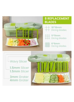 ALASAMCO Vegetable Chopper, Multifunctional Vegetable Salad Chopper, Mandoline Vegetable Slicer with 9 Blades for Kitchen, Cooking & Meal Prep (17 in 1-Green)  - Image 3