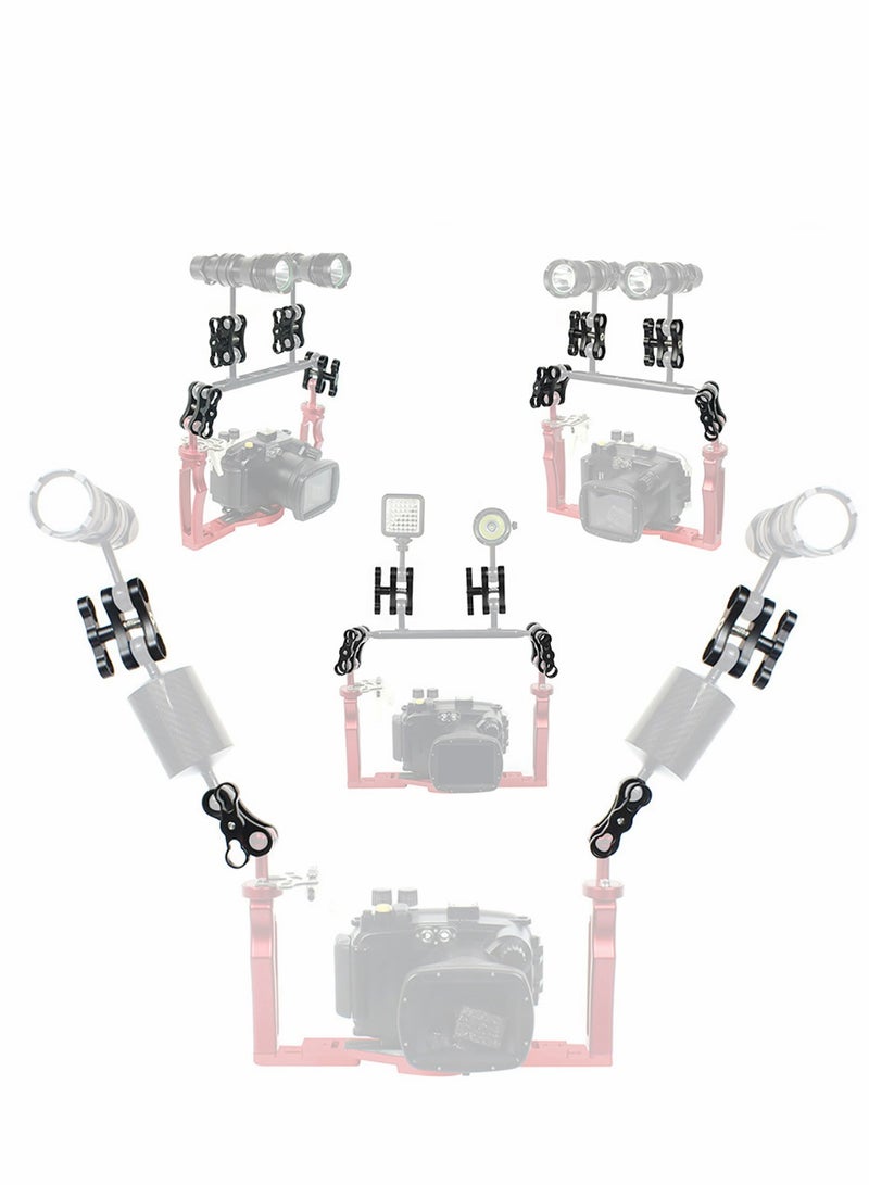 Excefore 4pcs 1'' Ball Clamp Mount, Aluminum Standard Long Clip Adapter Bracket Holder for Action Sports Camera Underwater Housing Diving Light Arm Connected Accessories - Image 4