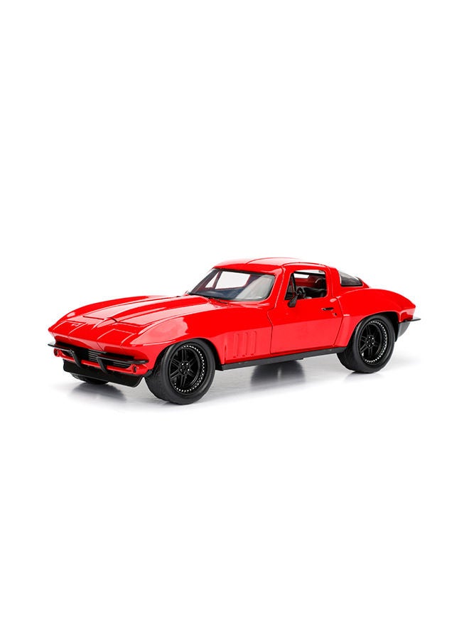 Jada Toys Fast & Furious 1966 Chevy Corvette 1:24 Die-Cast Model Car, Letty's Red Corvette with Opening Doors, Hood & Trunk, Rubber Tires, Movie Collectible Vehicle for Kids Ages 8+ - Image 3