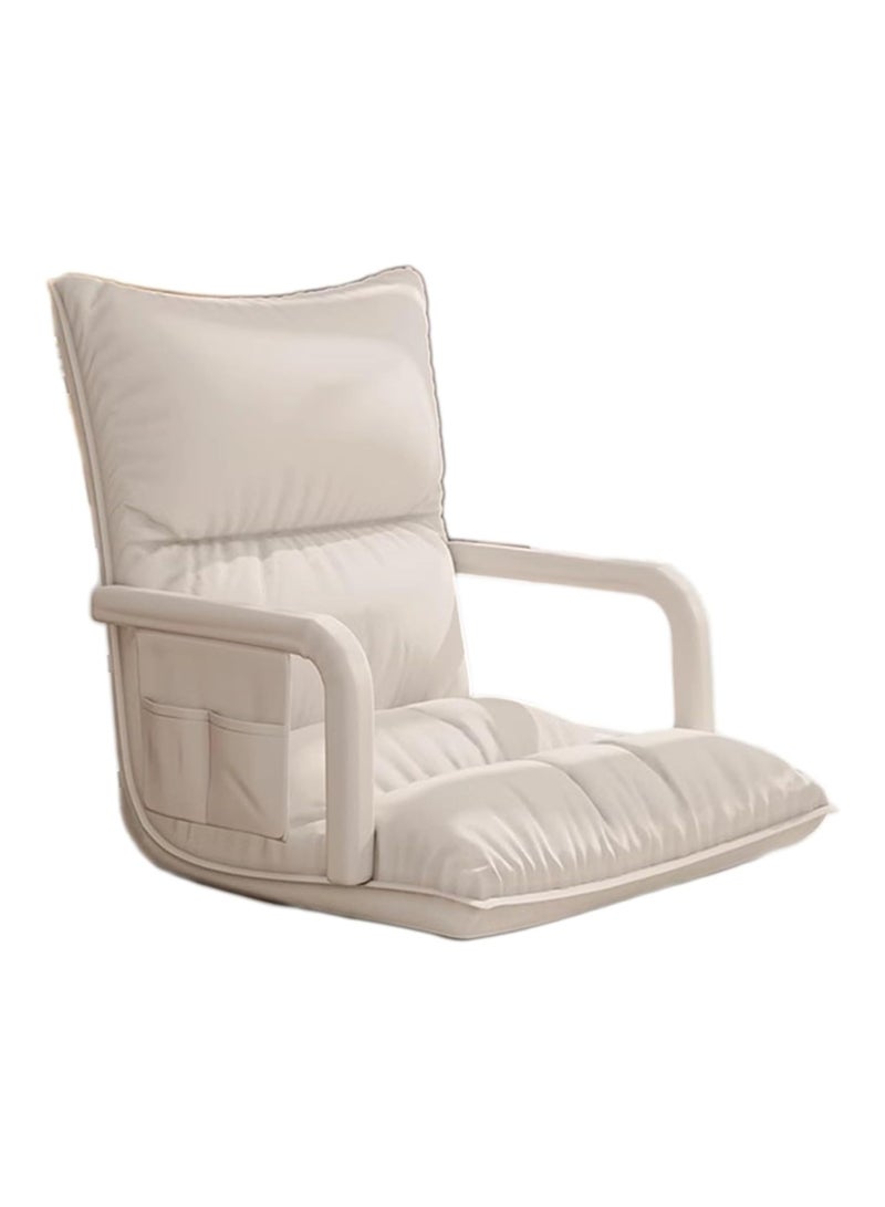 Generic Adjustable Floor Chair with Armrests, 6-Position Reclining, Padded Gaming Sofa, White, - Image 1