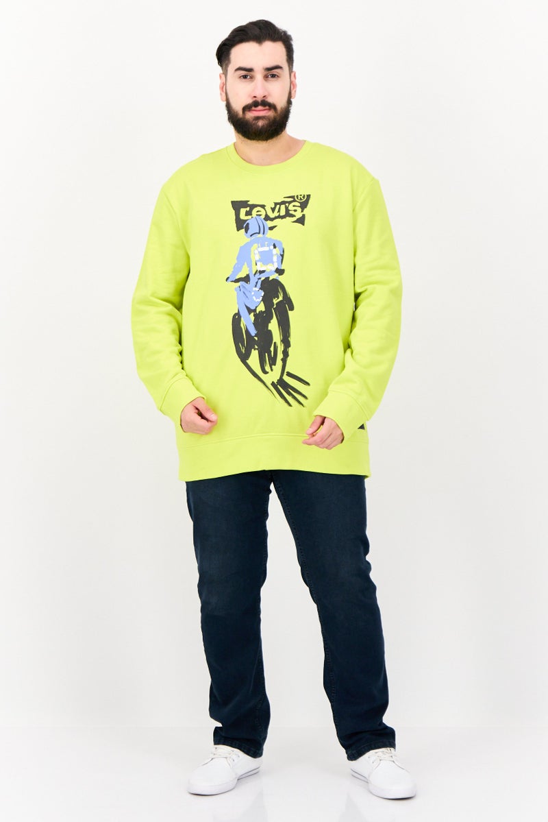 Levi's سويت شيرت للرجال بأكمام طويلة وياقة دائرية، لون أخضر فاتح، - Image 4