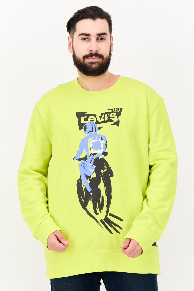 Levi's سويت شيرت للرجال بأكمام طويلة وياقة دائرية، لون أخضر فاتح، - Image 1