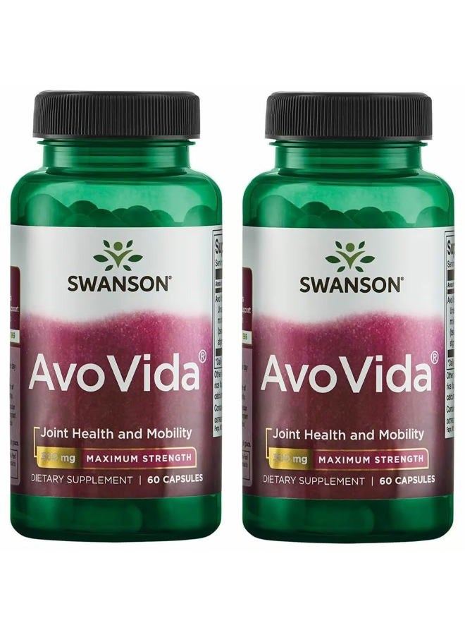 SWANSON AvoVida - Natural Supplement Promoting Joint Health & Mobility - Avocado & Soybean Unsaponifiables to Support Cartilage & Tissue Health - (60 Capsules, 300mg Each) 2 Pack - Image 1