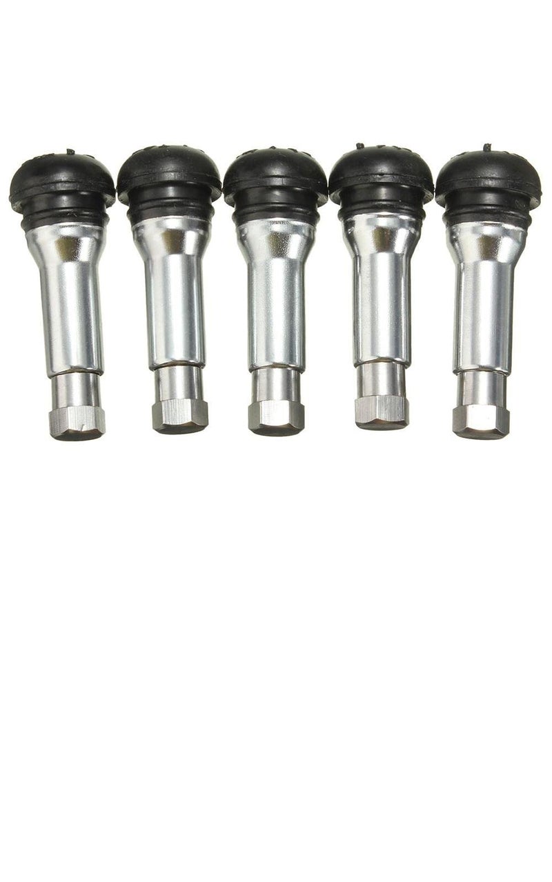 HANUMEX Car Chrome Alloy Copper Tubeless Rubber Wheel Tyre Valve Stem Dust Cap Cover -5pcs - Image 2