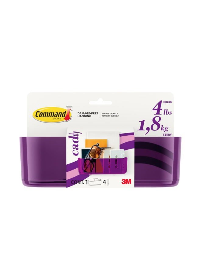 Command Clear Caddy, Candied Plum, 1 Caddy, 4 Strips, Damage Free Organization Wall Mount to Cabinet, Kitchen, Pantry, Closet, or Under Sink, Holds up to 4 lb - Image 1