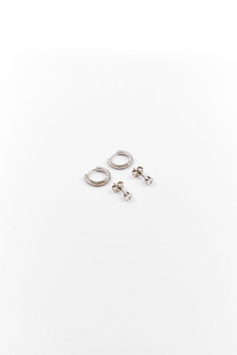 Mestige Women 2 Pairs Silver Plated Earrings, Silver - Image 1