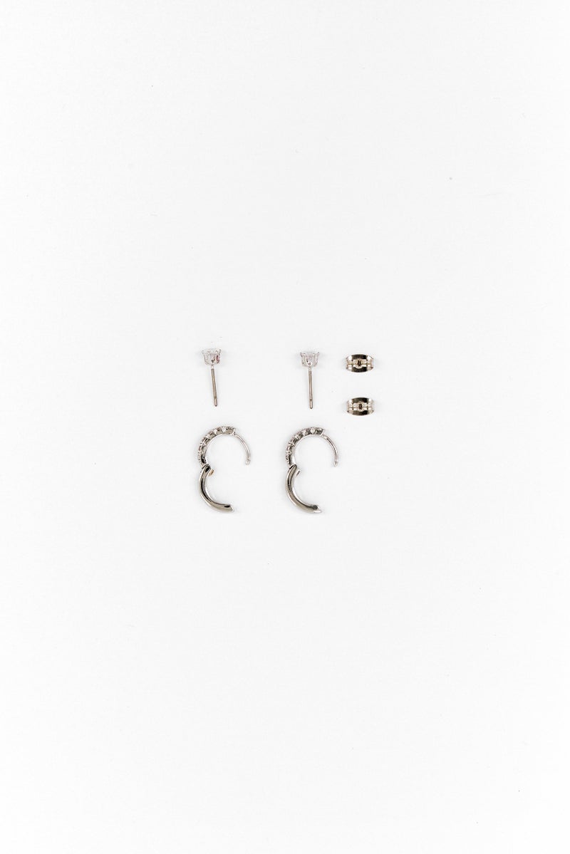 Mestige Women 2 Pairs Silver Plated Earrings, Silver - Image 2