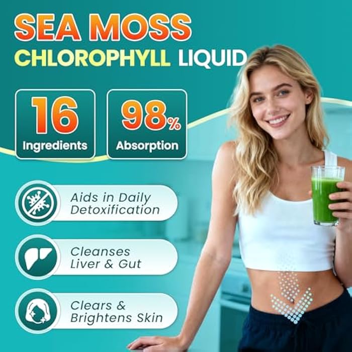 B BEWORTHS 3Pack Sea Moss Drops - Irish Sea Moss Chlorophyll Liquid with Black Seed Oil, Ashwagandha, Moringa, Turmeric, Elderberry, Mullein, Seamoss Gel Supplement for Liver Cleaner, Detox & Gut, Immune Support - Image 5