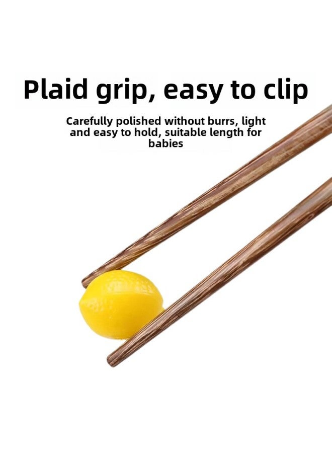 Portable Chopsticks Household Solid Wood Chicken Wings Wooden Paint-free Wax-free Children's Kindergarten Children's Short Chopsticks Baby's Wooden Chopsticks-Color:Red Sandalwood Children's Chopsticks/20cm  - Image 3