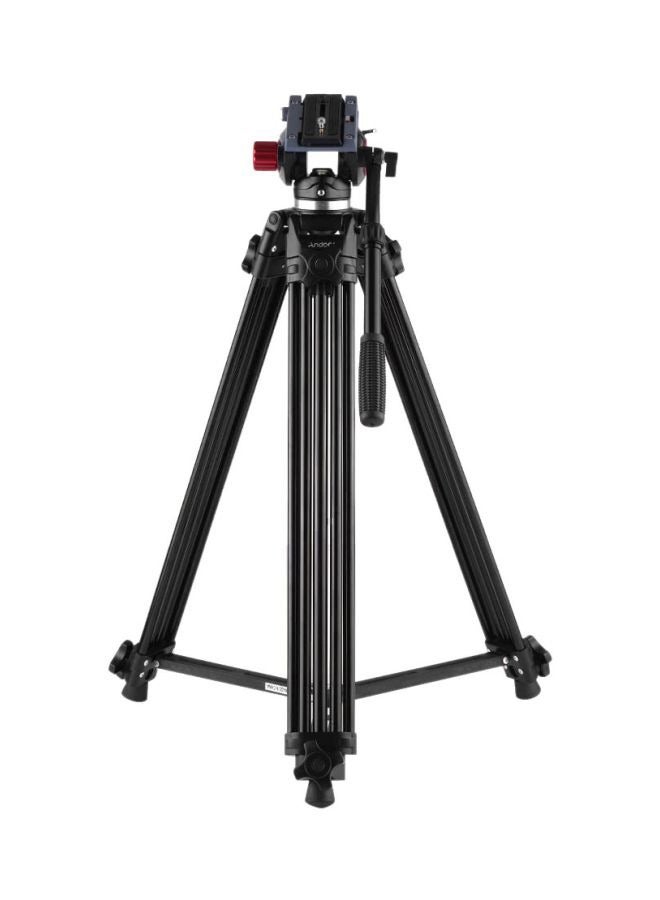 ANDOER Aluminium Tripod Stand for DSLR Cameras, Lightweight Adjustable Camera Tripod with Quick Release Plate – Black - Image 1