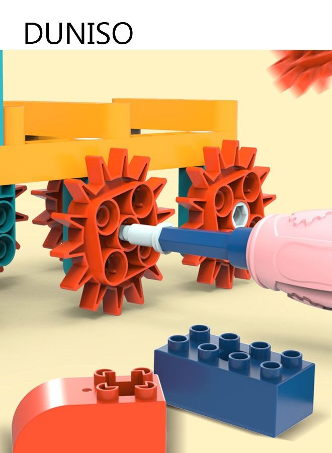 DUNISO 116 قطعة مجموعة كتل البناء كتل البناء الكهربائية ألعاب STEM الإبداعية مجموعة كتل البناء ألعاب تعليمية للأطفال في مرحلة ما قبل المدرسة الأولاد والبنات - Image 5