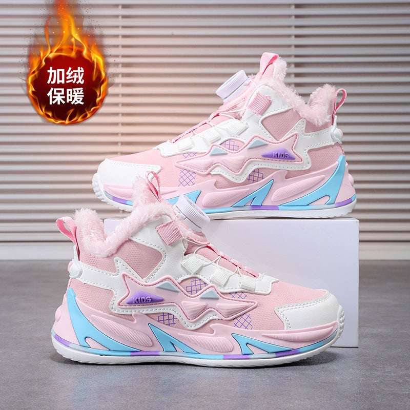 Girls' Sneaker Cotton Warm Boys' Running Shoes Large Children'S Casual Running Shoes Button Explosions Children'S Shoes - Image 2