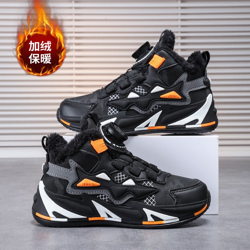 Girls' Sneaker Cotton Warm Boys' Running Shoes Large Children'S Casual Running Shoes Button Explosions Children'S Shoes - Image 3