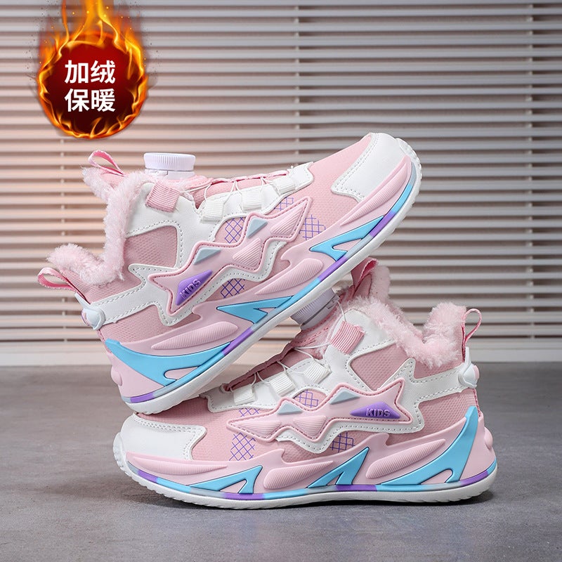 Girls' Sneaker Cotton Warm Boys' Running Shoes Large Children'S Casual Running Shoes Button Explosions Children'S Shoes - Image 1