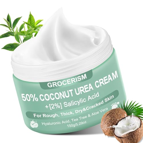 Grocerism Urea Cream 50 Percent for Feet with Coconut 529 oz Foot Hand Cream Maximum Strength with 2 Salicylic Acid Tea Tree and Aloe Vera for Deep Moisturizing and Callus Removing Upgraded Formula - Image 1